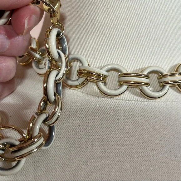Trifari made in France 1940’s Art Deco Cream Gold Oversized Chain Necklace set